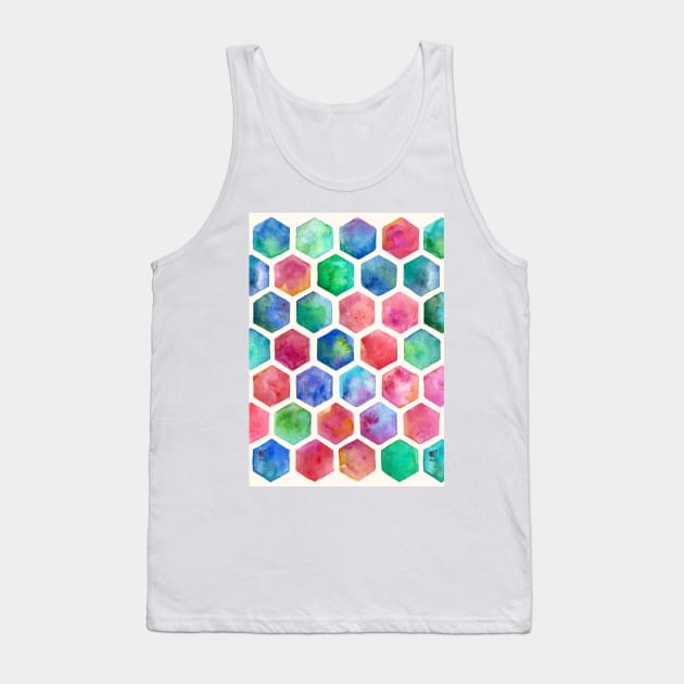 Hand Painted Watercolor Honeycomb Pattern Tank Top by micklyn